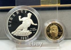 1997 Jackie Robinson 50th Anniversary $5 Gold $1 Silver Commem 2 Coin Proof Set