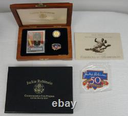 1997 Jackie Robinson 50th Anniversary Legacy Set-$5 Gold Coin/Card/Patch/Pin/Box