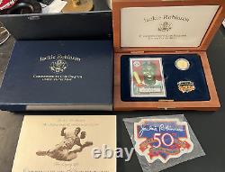 1997 Jackie Robinson 50th Anniversary Legacy Set-$5 Gold Coin/Card/Patch/Pin/Box