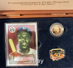 1997 Jackie Robinson 50th Anniversary Legacy Set-$5 Gold Coin/Card/Patch/Pin/Box