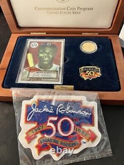 1997 Jackie Robinson 50th Anniversary Legacy Set-$5 Gold Coin/Card/Patch/Pin/Box