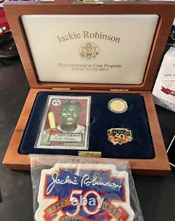 1997 Jackie Robinson 50th Anniversary Legacy Set-$5 Gold Coin/Card/Patch/Pin/Box