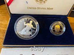 1997 Jackie Robinson Two-Coin Silver & Gold Proof Set US Mint withCOA