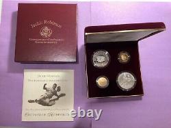 1997 US Jackie Robinson Commemorative Gold & Silver Proof Set 4 Coin Rare b41