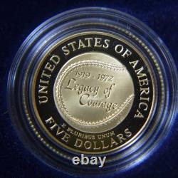 1997-W 50TH ANNIV. JACKIE ROBINSON $5 GOLD COMMEM. COIN WithCARD, PIN, & PATCH, COA