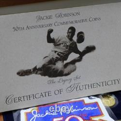 1997-W 50TH ANNIV. JACKIE ROBINSON $5 GOLD COMMEM. COIN WithCARD, PIN, & PATCH, COA