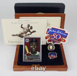 1997-W 50th Anniv. Jackie Robinson $5 Gold Commem. Coin with Card, Pin, Patch