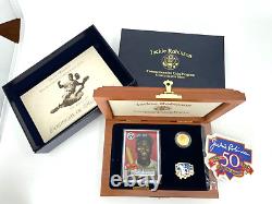 1997-W 50th Anniv. Jackie Robinson $5 Gold Commemorative Coin, Coa, Pin, Patch
