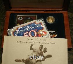 1997 W $5 GOLD PROOF COIN CARD PIN JACKIE ROBINSON 50th ANNIVERSARY LEGECY SET