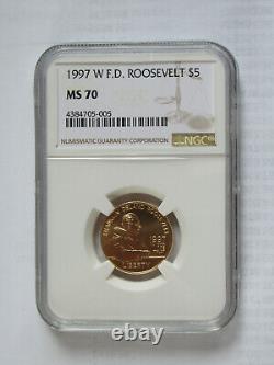 1997-W $5 Gold F. D. R. Commemorative Coin NGC MS70