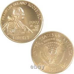 1997 W Franklin D. Roosevelt Commemorative Gold Uncirculated $5 Coin