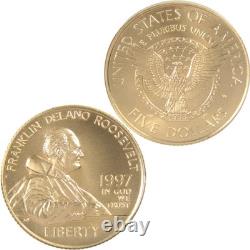 1997 W Franklin D. Roosevelt Commemorative Gold Uncirculated $5 Coin