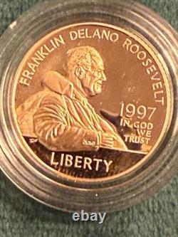 1997 W Franklin D. Roosevelt Commemorative Gold Uncirculated $5 Coin PROOF