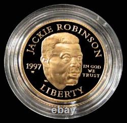 1997 W Gold Proof $5 Jackie Robinson Commemorative Box & Coa
