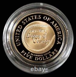 1997 W Gold Proof $5 Jackie Robinson Commemorative Box & Coa