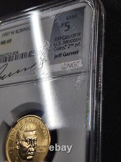 1997-W Jackie Robinson Commemorative $5 Gold MS69 NGC JEFF GARRET SIGNED KEY
