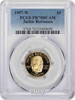 1997-W Jackie Robinson Commemorative $5 Gold PR70DCAM PCGS