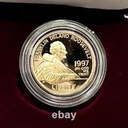 1997-W Proof Gold Franklin D. Roosevelt $5 Coin With COA In OGP