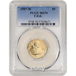 1997 W US Gold $5 Franklin Delano Roosevelt Commemorative BU PCGS MS70