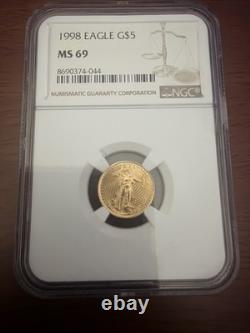 1998 G$5 American Gold Eagle 1/10 oz NGC MS 69 Cert #8690374-044