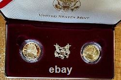 1999-W WASHINGTON 200th ANNIVERSARY 2-COIN $5 GOLD PROOF & UNC SET WITH OGP