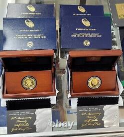 1 2014 W Kennedy 50th Anniversary Gold 50c High Relief WithBox & Cert! One Coin