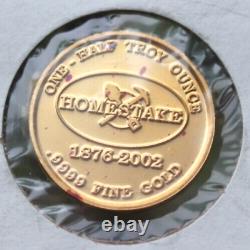 1/2 toz GOLD COIN HOMESTAKE MINE. 9999 FINE Commemorative LEAD, SD 1876-2002