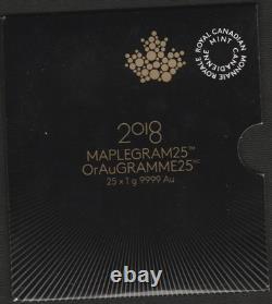 1 Gram GOLD Coin from the 2018 RCM Maplegram25 In Assay Set
