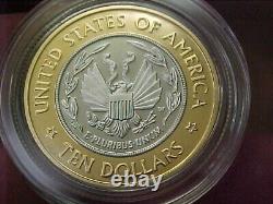 2000 $10 Dollar Bimetallic Platinum Gold Commemorative Proof Coin Box + Coa