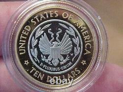 2000 $10 Dollar Bimetallic Platinum Gold Commemorative Proof Coin Box + Coa