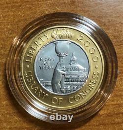 2000 Library of Congress BU $10 Bimetallic Gold & Platinum Coin withCOA & OGP