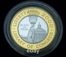 2000 Library of Congress Bimetallic Ten Dollar Gold Platinum Proof coin withCOA +