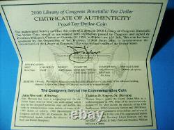 2000 Library of Congress Bimetallic Ten Dollar Gold Platinum Proof coin withCOA +