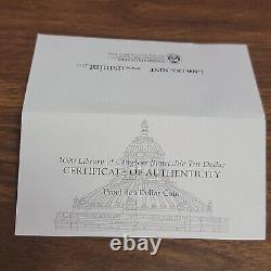 2000 Library of Congress Commemorative Proof $10 Bimetallic Gold & Platinum Coin