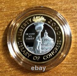 2000 Library of Congress Proof $10 Bimetallic Gold & Platinum Coin withCOA & OGP