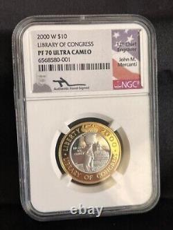 2000 W $10 Library of Congress Gold & Platinum NGC PF70 Mercanti