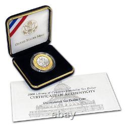 2000-W Gold/Platinum $10 Commem Library of Congress BU (Box/COA)