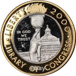 2000-W Library of Congress Commem Bimetallic $10 Proof Coin Blemish Cap