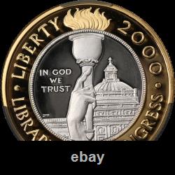 2000-W Library of Congress Commem Bimetallic Gold $10 CAC Grading PR70DCAM ST