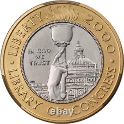 2000-W Library of Congress Commemorative Gold Bimetallic $10 CAC MS70 STOCK
