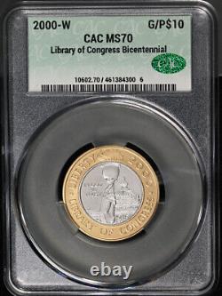 2000-W Library of Congress Commemorative Gold Bimetallic $10 CAC MS70 STOCK