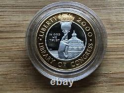 2000 W US Bimetallic $10 Library of Congress Commemorative Proof Coin in Capsule