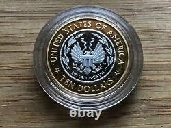 2000 W US Bimetallic $10 Library of Congress Commemorative Proof Coin in Capsule