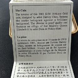 2001 $150 Canada Lunar Year of the Snake Hologram Gold Coin With OGP. 2855 Troy Oz