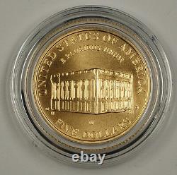 2001 Capitol Visitor Center UNC $5 Gold Five Dollar Commem Coin w Box & COA DGH
