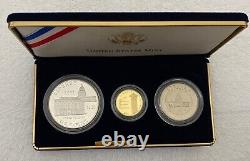 2001 Capitol Visitor's Center Commemorative Proof Set $5 Gold $1 Silver 50¢ Clad