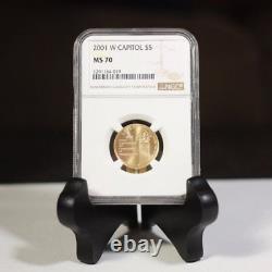 2001 W Capitol $5 Gold NGC MS70 Rev Tye's Stache #4019700