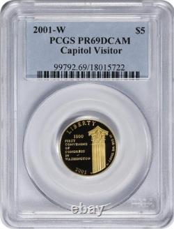 2001-W Capitol Visitor Center $5 Gold Five Dollar Proof Commem. PR69DCAM PCGS