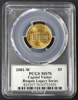 2001-W MS-70 Michael Reagan Signed $5 Gold Capitol Visitor Center Commem PCGS