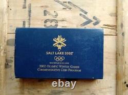 2002 Salt Lake Commemorative Coin Set gold silver Olympic Winter Games box USA